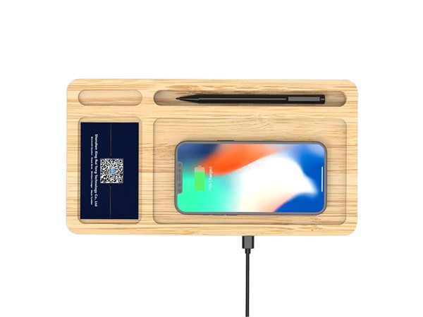 Bambu Masaüstü Organizer Wireless Mobil Şarj Cihazı